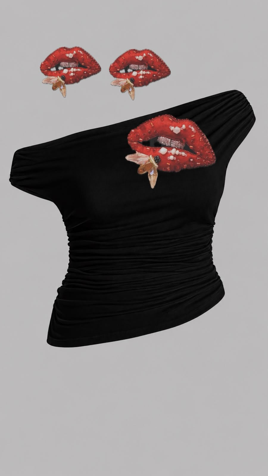 cherry kiss top+ earrings set